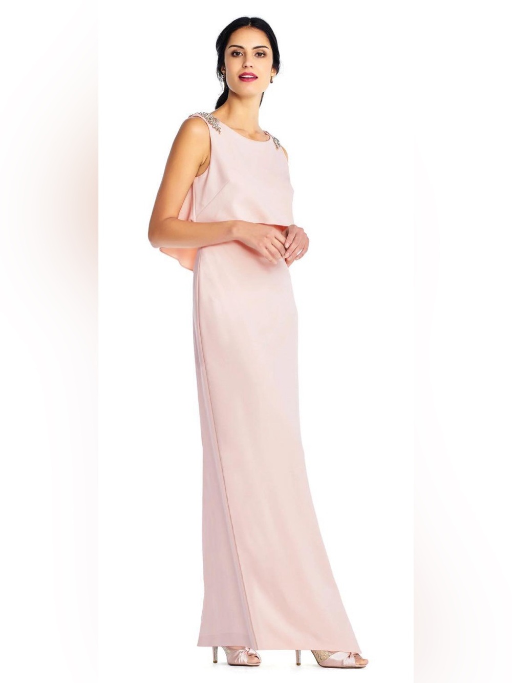 Adrianna Papell Crepe Pink Maxi Dress